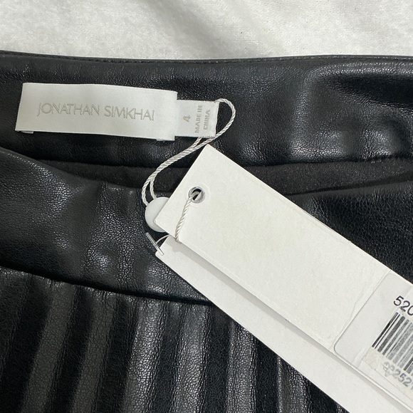 JONATHAN SIMKHAI Black Vegan Leather Jayla Pleated Asymetrical Skirt - Picture 4 of 5